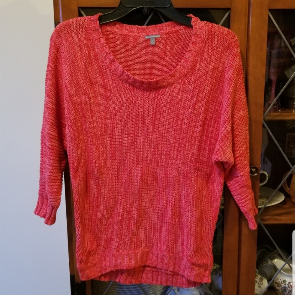 Bright Coral 3/4 Sleeve Sweater